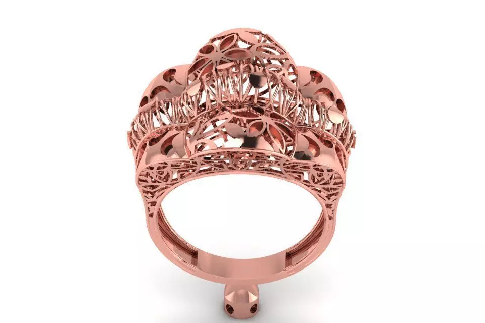 Vintage Long Filigree Ring STL OBJ FBX Renders Details 3D print model_0