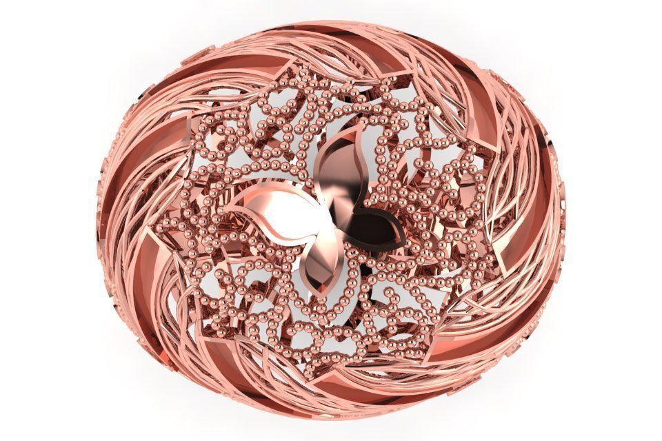 Vintage Long Filigree Ring STL OBJ FBX Renders Details 3D print model_3