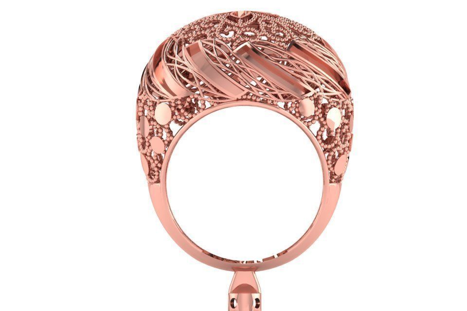 Vintage Long Filigree Ring STL OBJ FBX Renders Details 3D print model_2