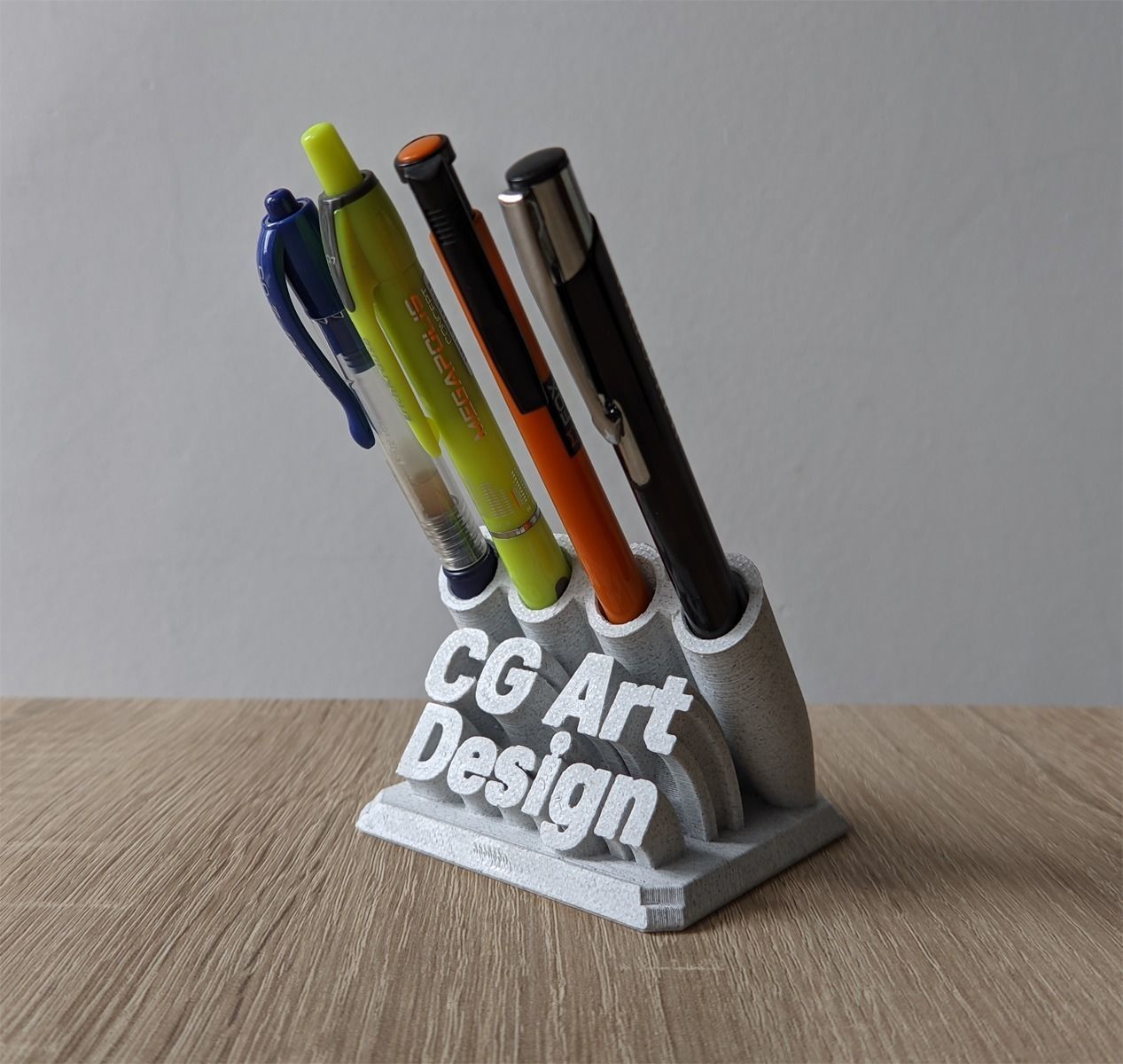 Printable Sweeping Text Plate With Pen Holder 3D model 3D printable CGTrader