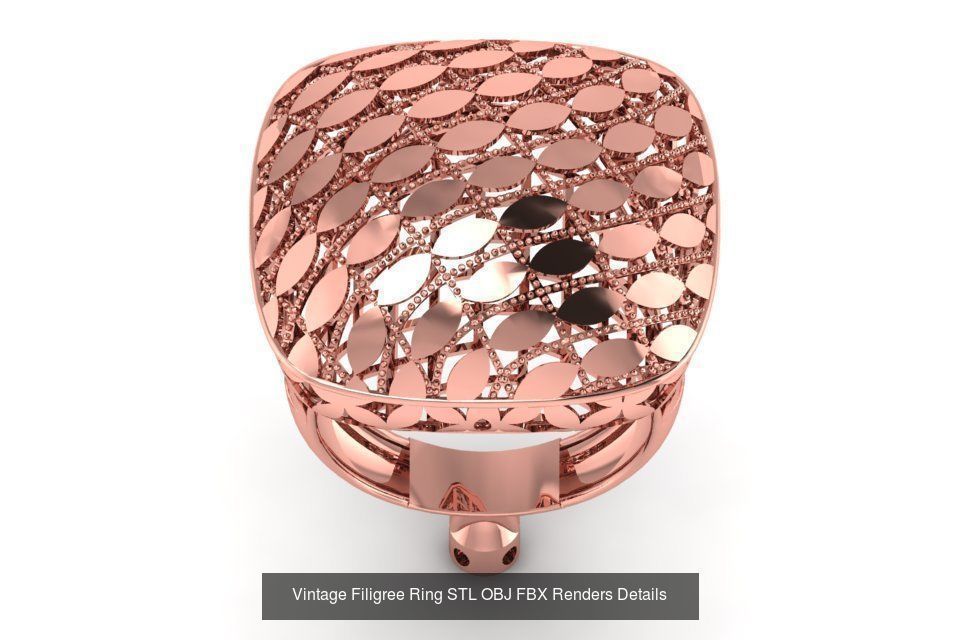 207 Vintage Filigree Rings STL OBJ FBX Render Details Collection _103