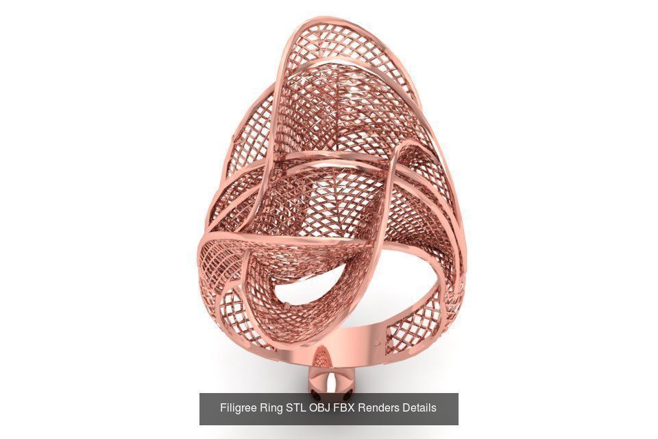 207 Vintage Filigree Rings STL OBJ FBX Render Details Collection _52
