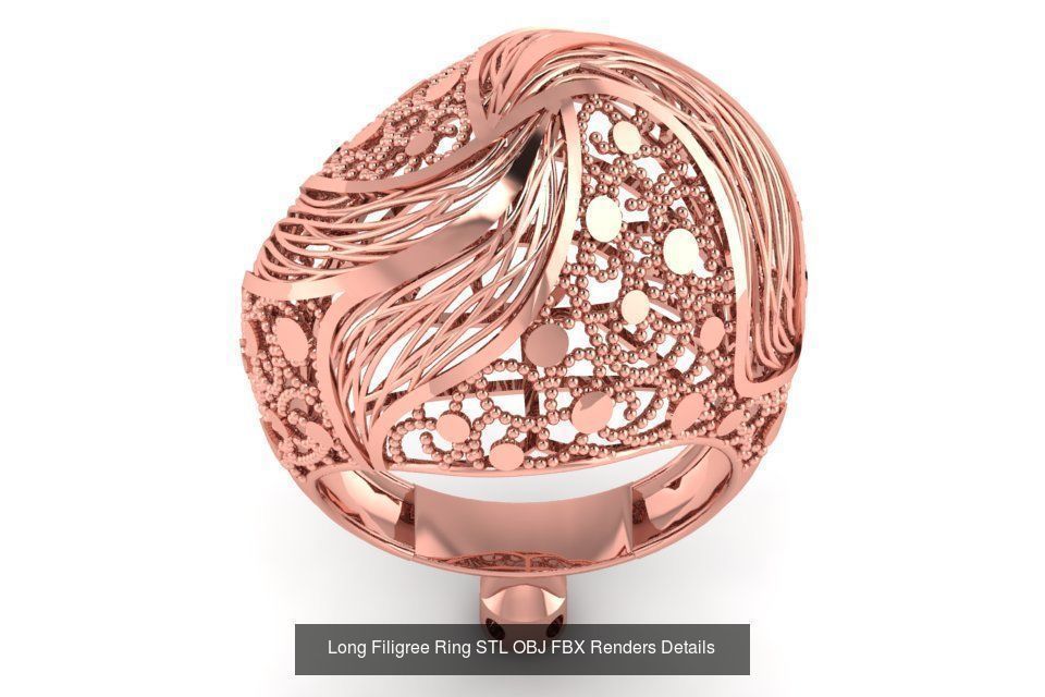 207 Vintage Filigree Rings STL OBJ FBX Render Details Collection _154