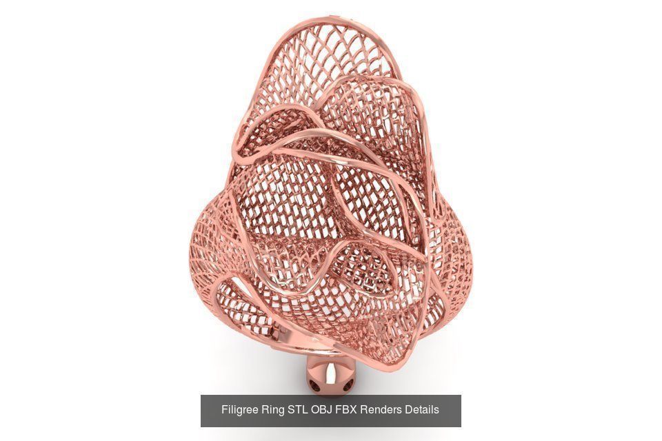 207 Vintage Filigree Rings STL OBJ FBX Render Details Collection _30