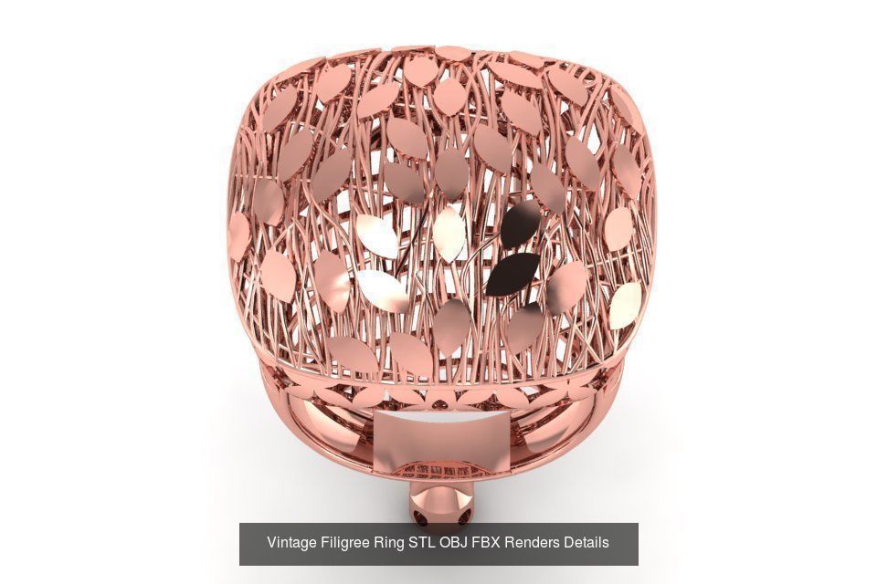 207 Vintage Filigree Rings STL OBJ FBX Render Details Collection _112