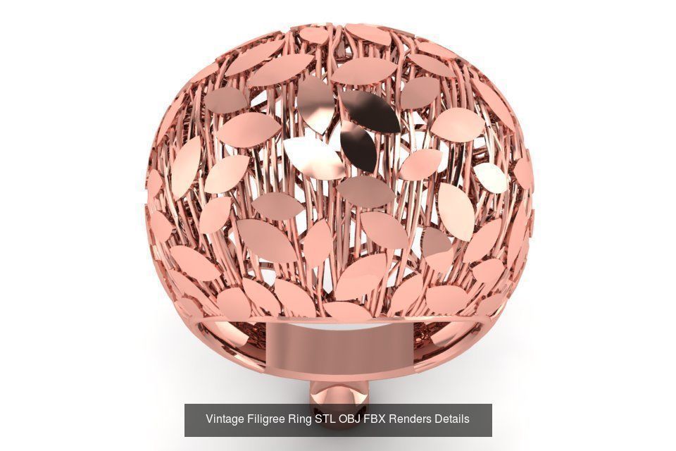 207 Vintage Filigree Rings STL OBJ FBX Render Details Collection _98