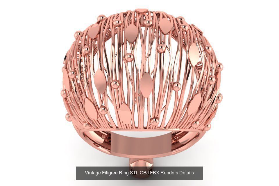 207 Vintage Filigree Rings STL OBJ FBX Render Details Collection _93