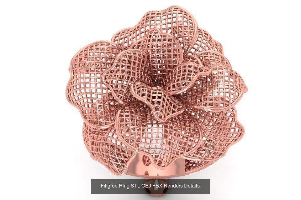 207 Vintage Filigree Rings STL OBJ FBX Render Details Collection _17