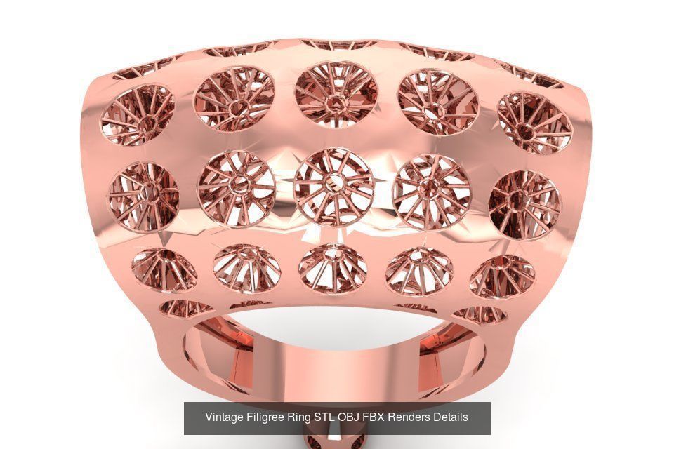 207 Vintage Filigree Rings STL OBJ FBX Render Details Collection _75
