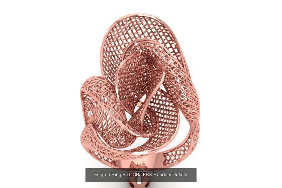207 Vintage Filigree Rings STL OBJ FBX Render Details Collection _36