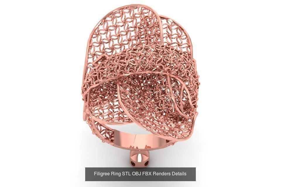 207 Vintage Filigree Rings STL OBJ FBX Render Details Collection _44