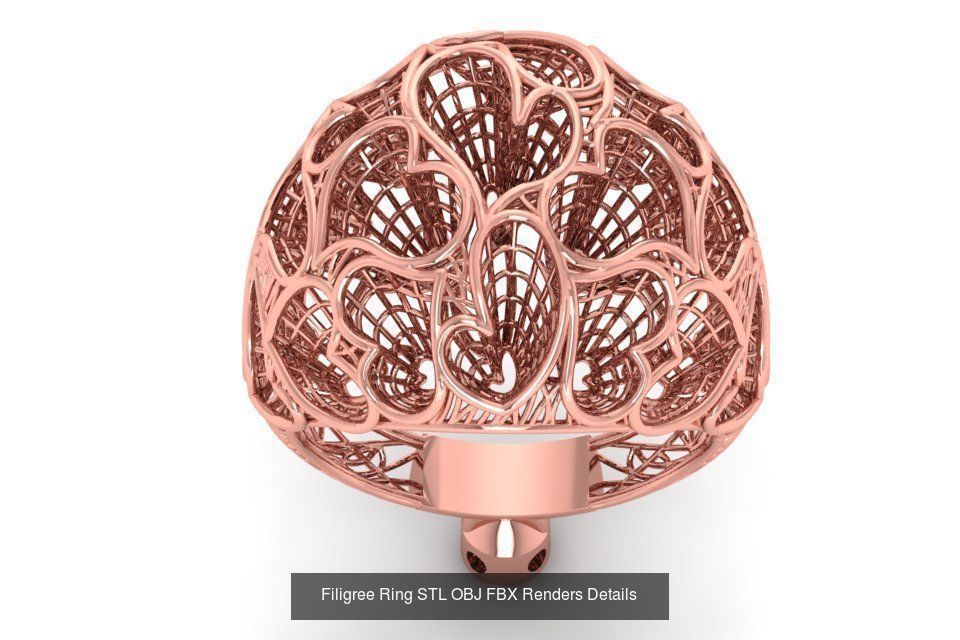 207 Vintage Filigree Rings STL OBJ FBX Render Details Collection _22