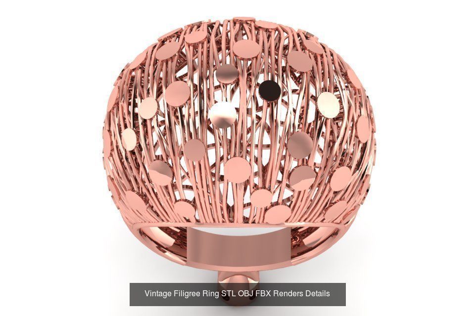 207 Vintage Filigree Rings STL OBJ FBX Render Details Collection _96