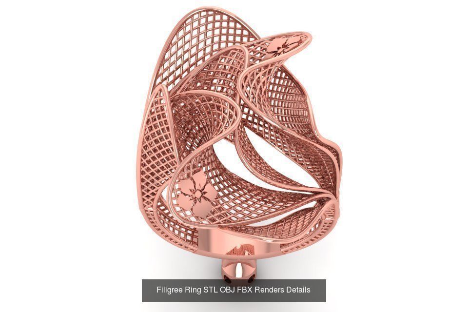 207 Vintage Filigree Rings STL OBJ FBX Render Details Collection _21