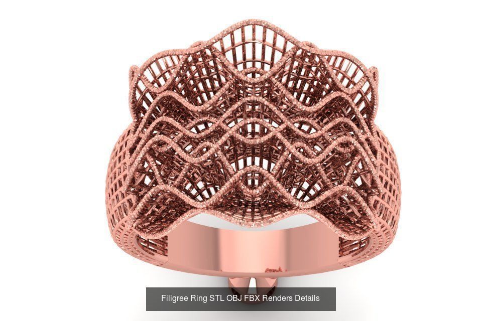 207 Vintage Filigree Rings STL OBJ FBX Render Details Collection _54