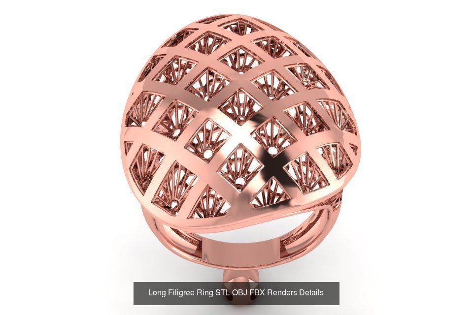 207 Vintage Filigree Rings STL OBJ FBX Render Details Collection _185