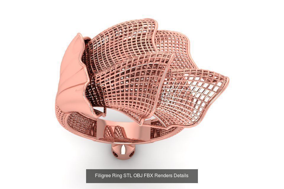 207 Vintage Filigree Rings STL OBJ FBX Render Details Collection _15