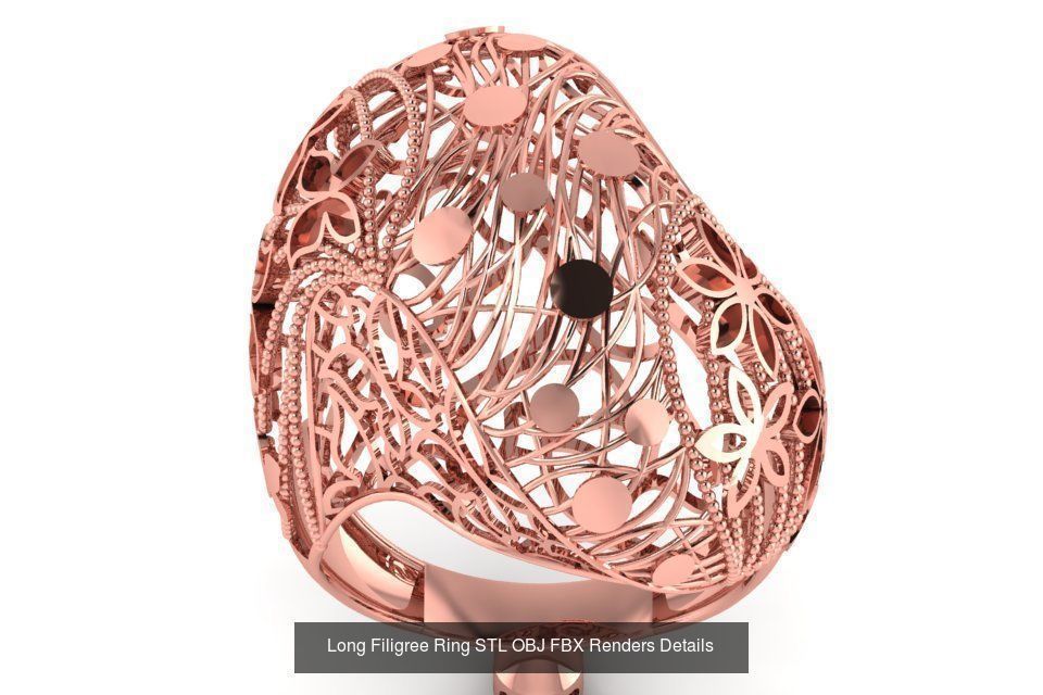 207 Vintage Filigree Rings STL OBJ FBX Render Details Collection _162