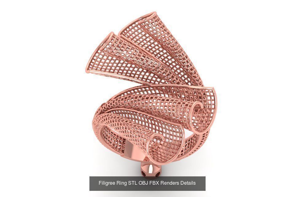 207 Vintage Filigree Rings STL OBJ FBX Render Details Collection _14