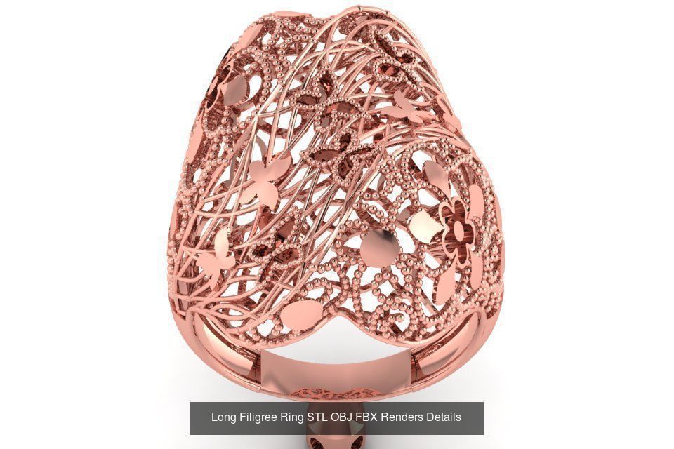 207 Vintage Filigree Rings STL OBJ FBX Render Details Collection _171