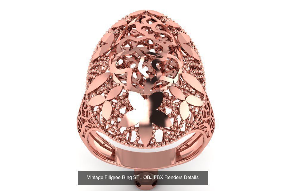 207 Vintage Filigree Rings STL OBJ FBX Render Details Collection _121