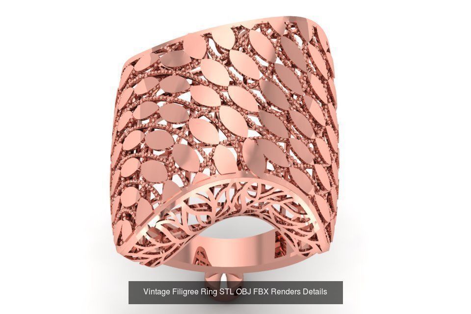 207 Vintage Filigree Rings STL OBJ FBX Render Details Collection _71