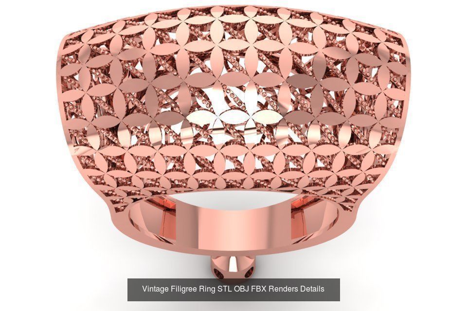 207 Vintage Filigree Rings STL OBJ FBX Render Details Collection _65