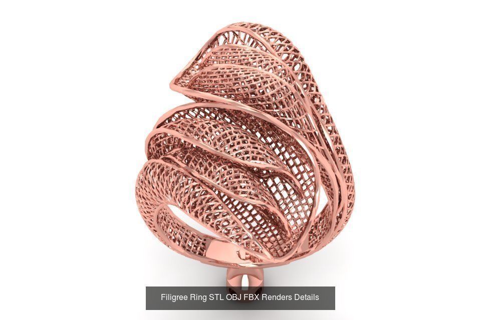 207 Vintage Filigree Rings STL OBJ FBX Render Details Collection _35