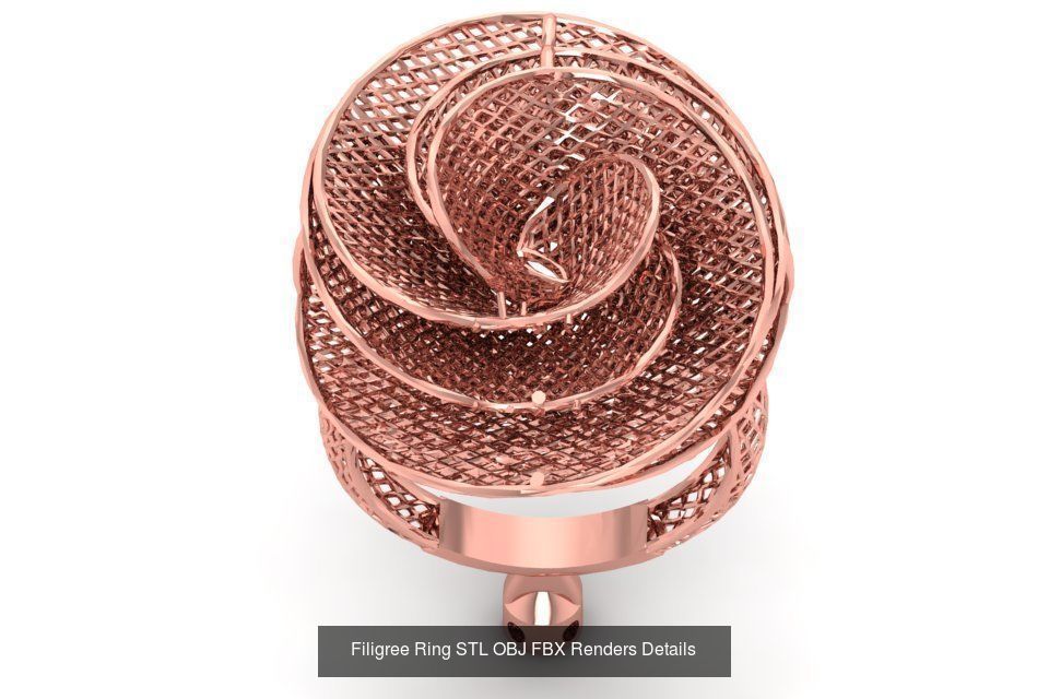 207 Vintage Filigree Rings STL OBJ FBX Render Details Collection _46