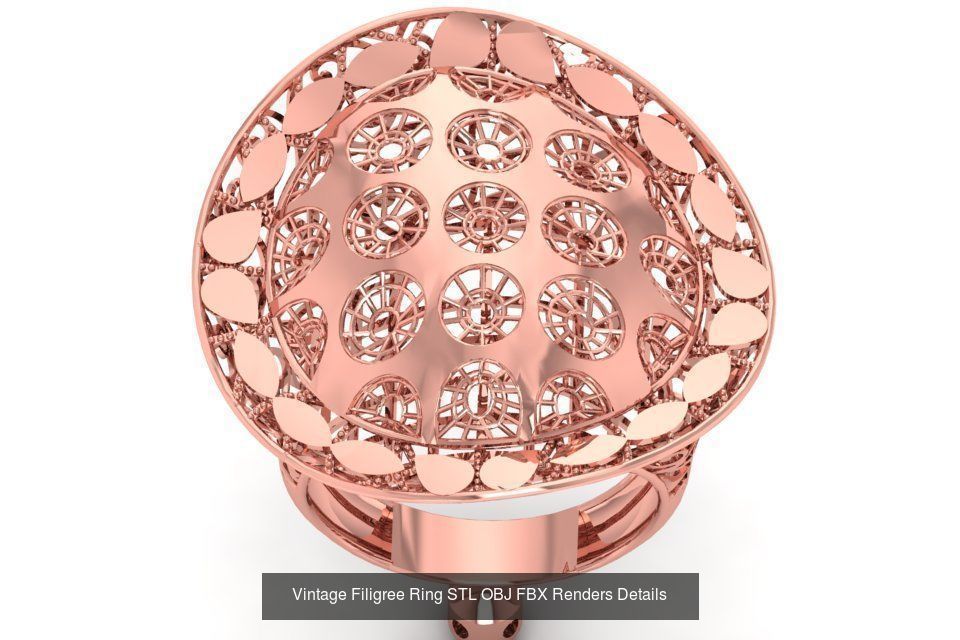 207 Vintage Filigree Rings STL OBJ FBX Render Details Collection _68