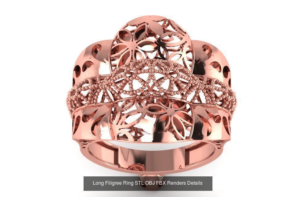 207 Vintage Filigree Rings STL OBJ FBX Render Details Collection _150