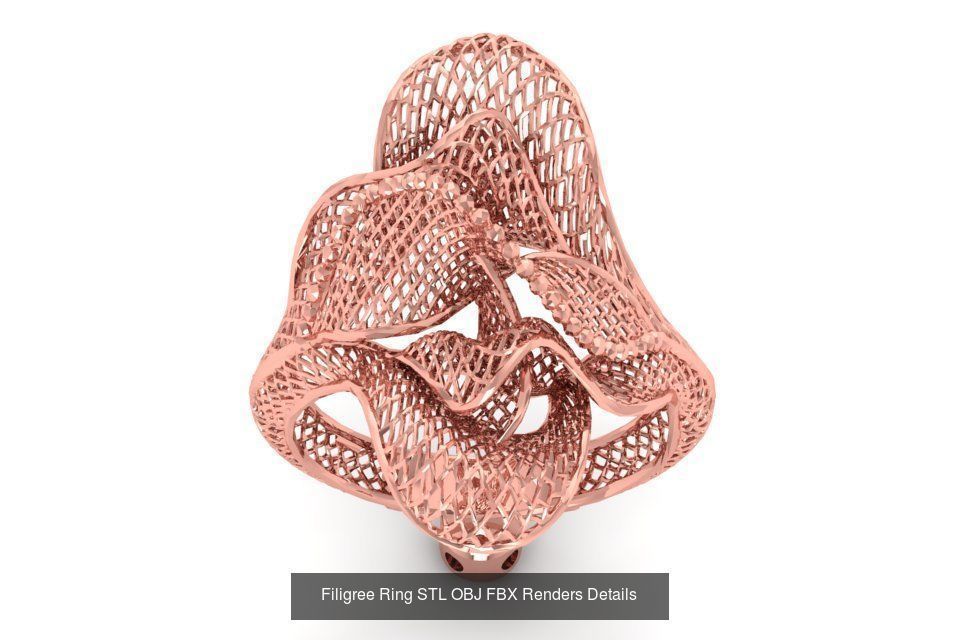 207 Vintage Filigree Rings STL OBJ FBX Render Details Collection _32