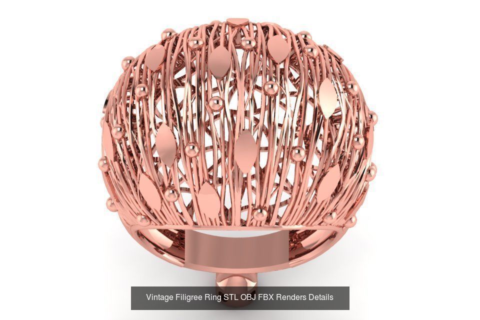 207 Vintage Filigree Rings STL OBJ FBX Render Details Collection _92