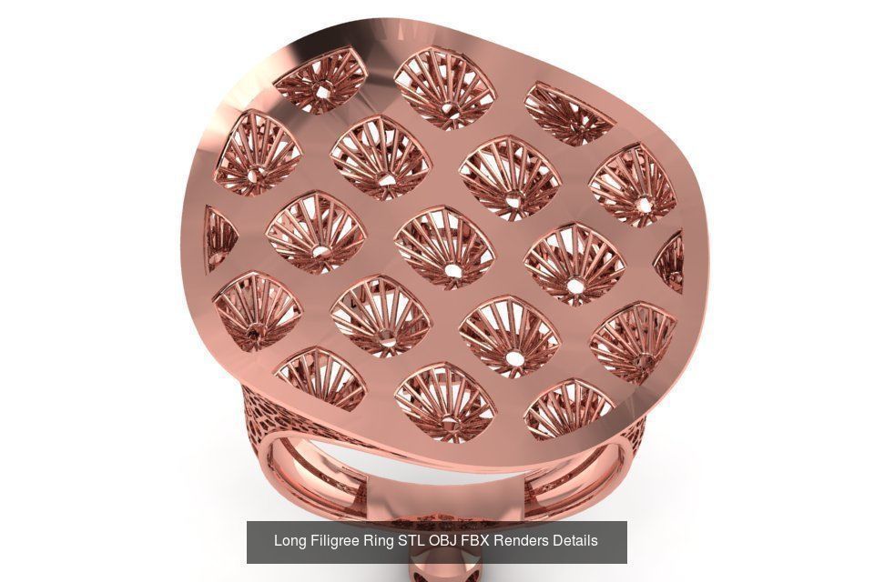207 Vintage Filigree Rings STL OBJ FBX Render Details Collection _163