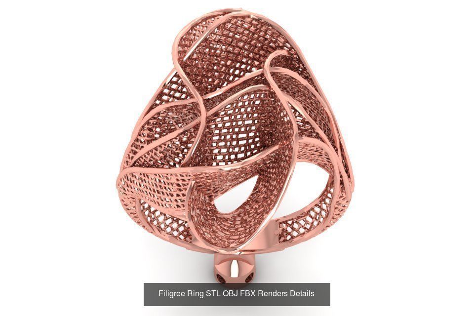 207 Vintage Filigree Rings STL OBJ FBX Render Details Collection _41