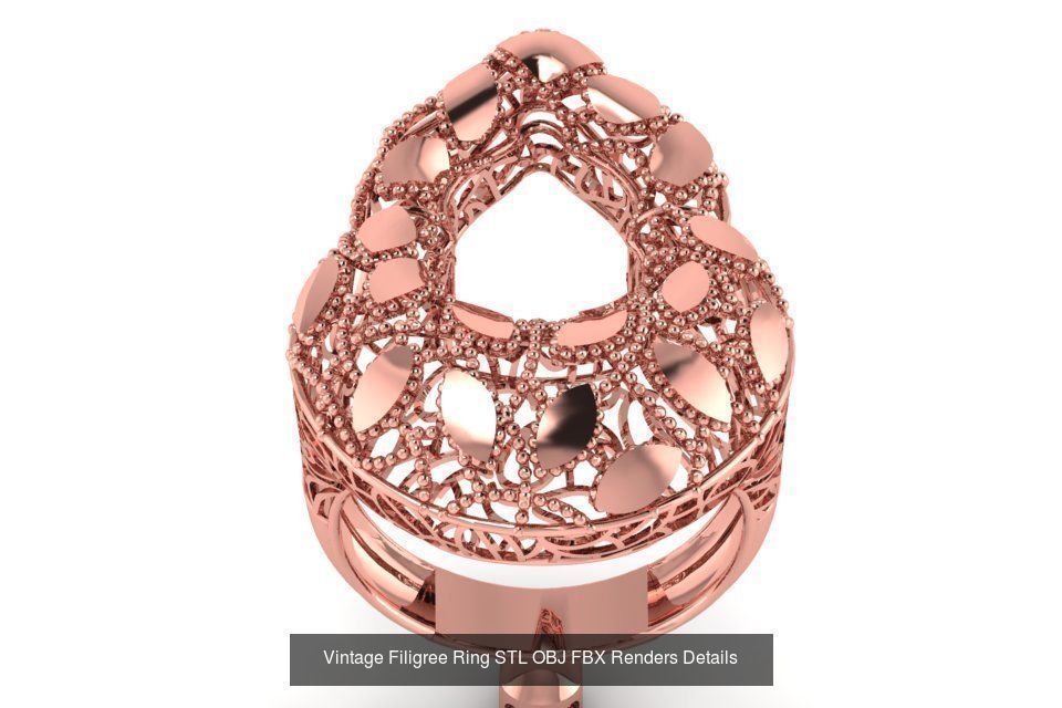 207 Vintage Filigree Rings STL OBJ FBX Render Details Collection _123