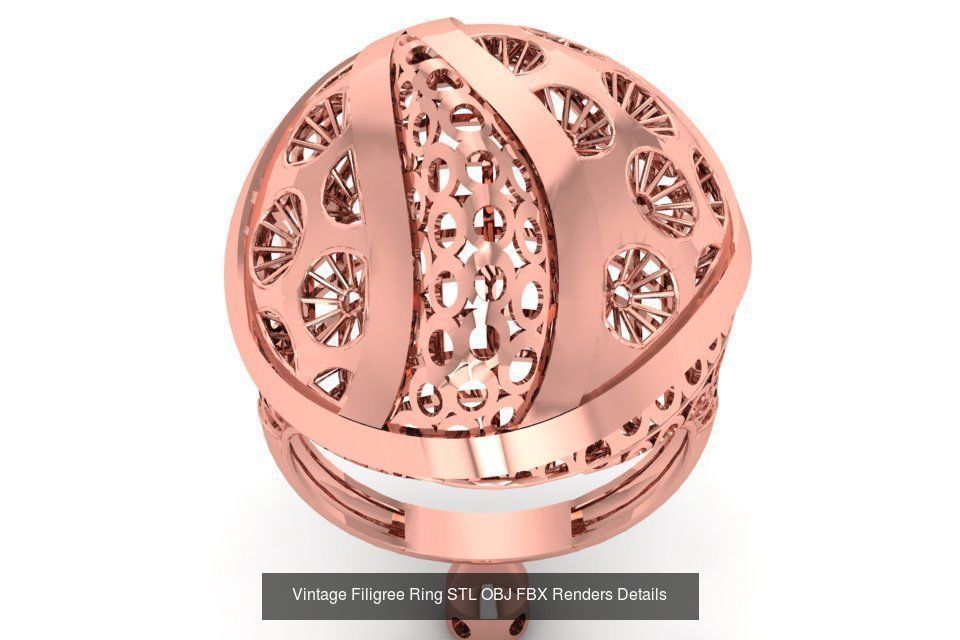 207 Vintage Filigree Rings STL OBJ FBX Render Details Collection _78