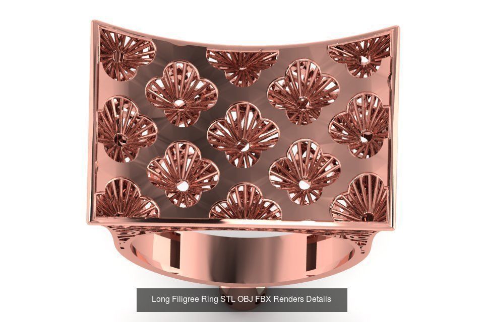 207 Vintage Filigree Rings STL OBJ FBX Render Details Collection _175