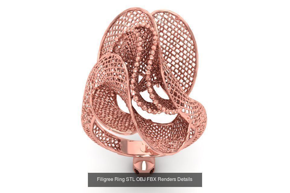 207 Vintage Filigree Rings STL OBJ FBX Render Details Collection _40