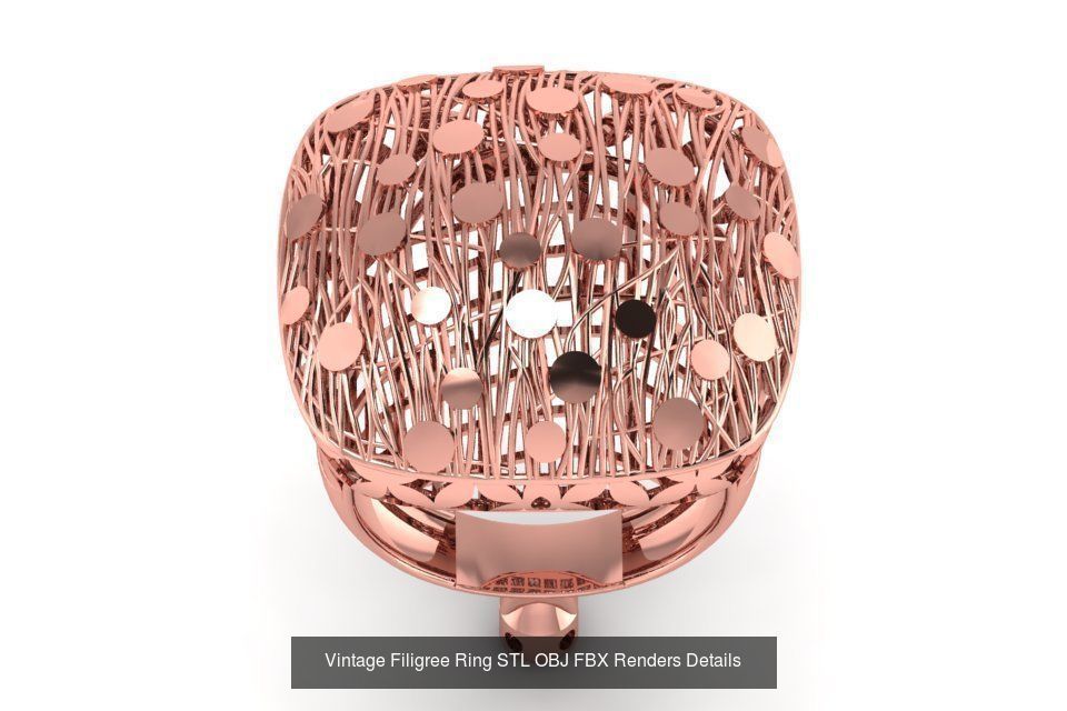 207 Vintage Filigree Rings STL OBJ FBX Render Details Collection _114