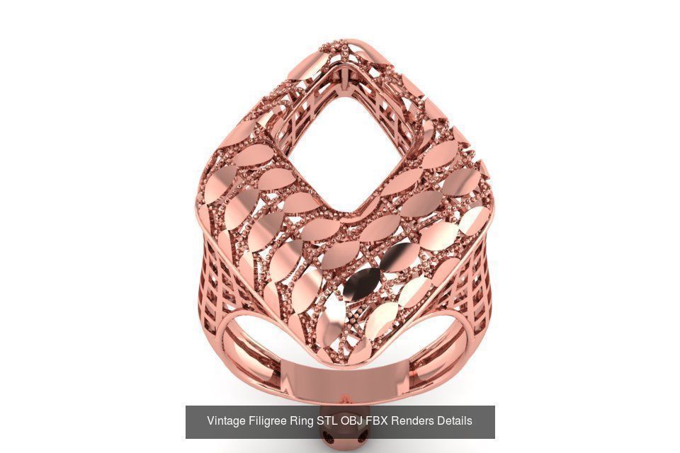 207 Vintage Filigree Rings STL OBJ FBX Render Details Collection _116