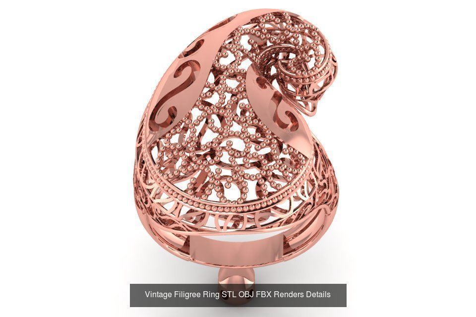 207 Vintage Filigree Rings STL OBJ FBX Render Details Collection _139