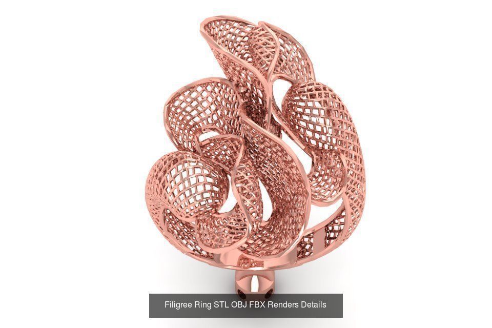 207 Vintage Filigree Rings STL OBJ FBX Render Details Collection _26