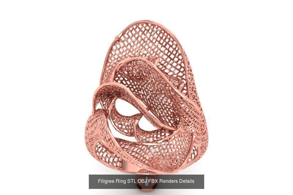 207 Vintage Filigree Rings STL OBJ FBX Render Details Collection _33