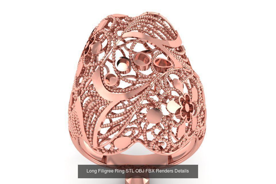 207 Vintage Filigree Rings STL OBJ FBX Render Details Collection _166