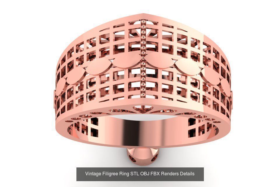 207 Vintage Filigree Rings STL OBJ FBX Render Details Collection _109