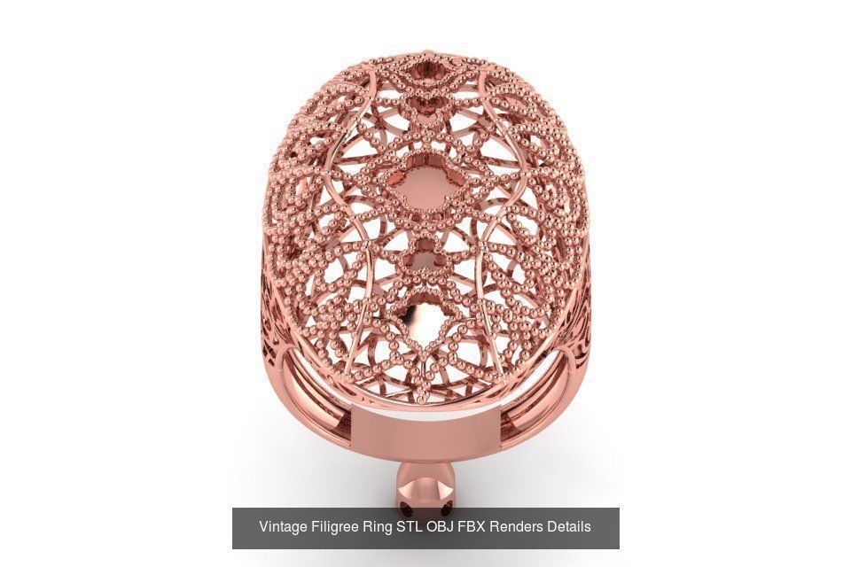 207 Vintage Filigree Rings STL OBJ FBX Render Details Collection _146