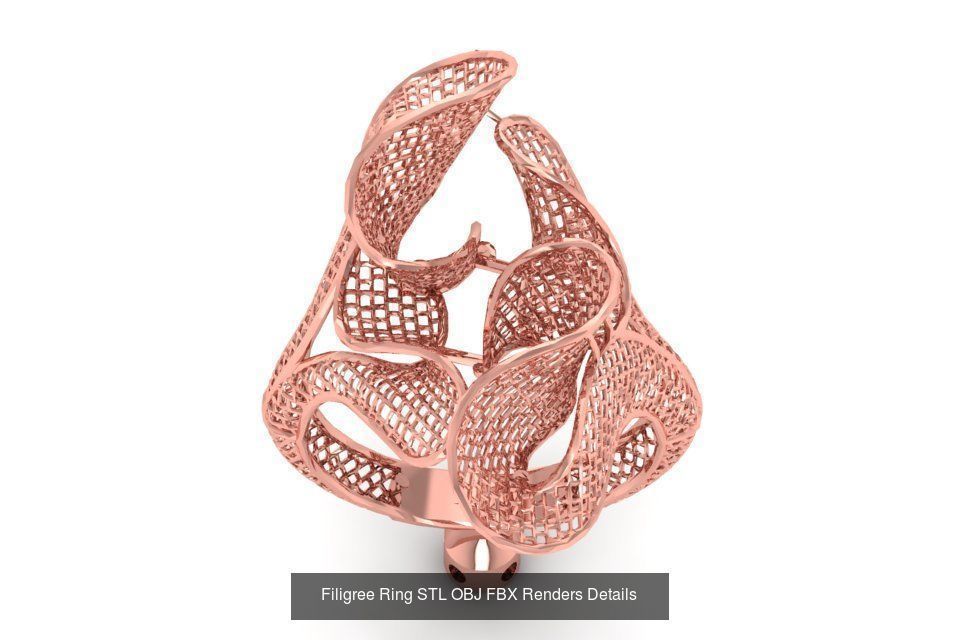 207 Vintage Filigree Rings STL OBJ FBX Render Details Collection _24