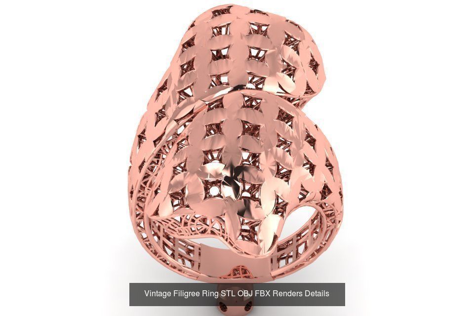 207 Vintage Filigree Rings STL OBJ FBX Render Details Collection _84