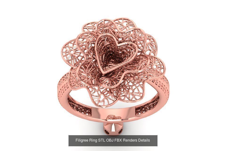 207 Vintage Filigree Rings STL OBJ FBX Render Details Collection _57